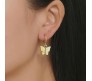 Gold Toned Huggie Hoops With Attached Butterfly Charm Hanging Earrings Gold Plated For Women and Girls Yellow Gold Toned Huggie Hoops With Attached Butterfly Charm Hanging Earrings Gold Plated For Women and Girls Yellow