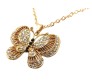 Fashion Crystal Gold Long Chain Stylish Big Butterfly Pendant Necklace With Black Rhinestone In Center Jewelry for Women and Girls Multicolor