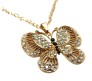 Fashion Crystal Gold Long Chain Stylish Big Butterfly Pendant Necklace With Black Rhinestone In Center Jewelry for Women and Girls Multicolor