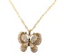 Fashion Crystal Gold Long Chain Stylish Big Butterfly Pendant Necklace With Black Rhinestone In Center Jewelry for Women and Girls Multicolor