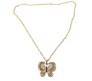 Fashion Crystal Gold Long Chain Stylish Big Butterfly Pendant Necklace With Black Rhinestone In Center Jewelry for Women and Girls Multicolor