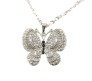 Fashion Crystal Silver Long Chain Stylish Big Butterfly Pendant Necklace With Black Rhinestone In Center Jewelry for Women and Girls Multicolor
