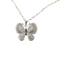 Fashion Crystal Silver Long Chain Stylish Big Butterfly Pendant Necklace With Black Rhinestone In Center Jewelry for Women and Girls Multicolor
