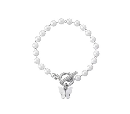 Girls Butterfly White Pearl Stretch Adjustable Pearls Bracelet Fashion Hand Accessories Charm Bracelets For Girls and Women