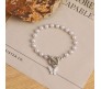 Girls Butterfly White Pearl Stretch Adjustable Pearls Bracelet Fashion Hand Accessories Charm Bracelets For Girls and Women