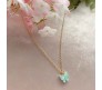 Gold Chain Plated Aqua Blue Butterfly Pendant Necklace for Women and Girls