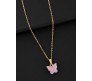 Gold Chain Plated Pink Aqua Blue Purple Butterfly Pendant Necklace Combo / Set of 4 for Women and Girls