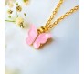Gold Chain Plated Pink Aqua Blue Purple Butterfly Pendant Necklace Combo / Set of 4 for Women and Girls