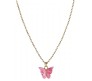 Gold Chain Plated Dark Pink Butterfly Pendant Necklace for Women and Girls
