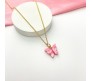 Gold Chain Plated Dark Pink Butterfly Pendant Necklace for Women and Girls