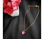 Gold Chain Plated Dark Pink Butterfly Pendant Necklace for Women and Girls