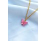 Gold Chain Plated Dark Pink Butterfly Pendant Necklace for Women and Girls
