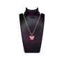 Gold Chain Plated Dark Pink Butterfly Pendant Necklace for Women and Girls