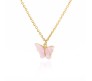 Gold Chain Plated Light Pink Butterfly Pendant Necklace for Women and Girls