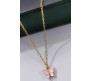 Gold Chain Plated Light Pink Butterfly Pendant Necklace for Women and Girls