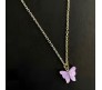 Gold Chain Plated Purple Butterfly Pendant Necklace for Women and Girls