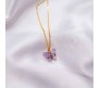 Gold Chain Plated Purple Butterfly Pendant Necklace for Women and Girls