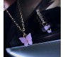 Gold Chain Plated Purple Butterfly Pendant Necklace for Women and Girls