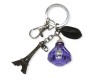 Glow in Dark Blue Diamond Design With Metal Eiffel Tower Paris Key Chain and Message Seed Keychain for Girls / Woman Key Ring