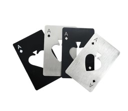 4Pcs Casino Poker Bottle Opener Bar Tool Beer Fancy Stylish Creative Card Shape Openers Metal Cap Soda Stainless Steal Cocktail Wine Bottle Accessories Unique Ace of Spade Wallet Size