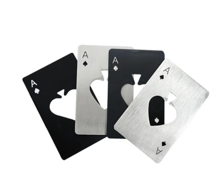 4Pcs Casino Poker Bottle Opener Bar Tool Beer Fancy Stylish Creative Card Shape Openers Metal Cap Soda Stainless Steal Cocktail Wine Bottle Accessories Unique Ace of Spade Wallet Size