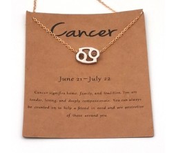 Horoscope Zodiac Sign Cancer Pendant Necklace Constellation Jewellery Star Sign Cute Small Gold Plated Chain Horoscope Gifts Women & Girls