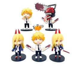Anime Chainsaw Man Set of 6 Size 11 to 3 cm Anime Toy for Car Dashboard, Decoration, Cake Topper, Office Desk & Study Table Multicolor