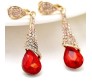 Chandelier Waterdrop Crystal Teardrop Cubic Zirconia Stud Stylish Fancy Party/Wear Earrings for Girls and Women Red