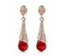 Chandelier Waterdrop Crystal Teardrop Cubic Zirconia Stud Stylish Fancy Party/Wear Earrings for Girls and Women Red