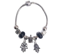 Charismatic Charms Bracelets for Women Pandora Black White Evil Eye Hand Charm Bracelet for Girls