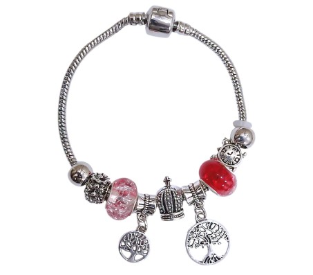 Charismatic Charms Bracelets for Women Pandora Red Pink Tree of Life Charm Bracelet for Girls