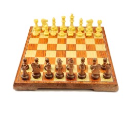 Magnetic Chess Board Educational Toys Travel Chess Set with Folding Board for Kids and Adults Indoor Outdoor Educational Travel Toys Wooden Color 11 Inch (Brown Chess)