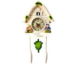 Big Size 60 CM Cuckoo Bird Coming Out Wall Clock - Cuchoo Kuku Bird Alarm Bell Music Teddy Clock for Living and Kids Room Home T1
