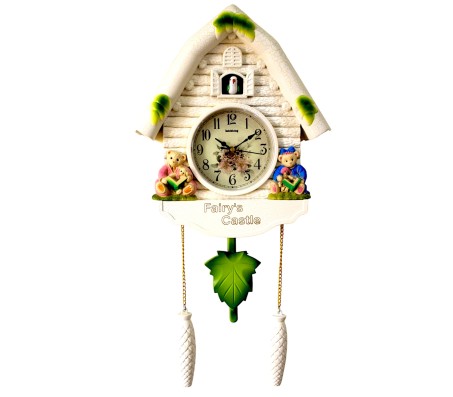 Big Size 60 CM Cuckoo Bird Coming Out Wall Clock - Cuchoo Kuku Bird Alarm Bell Music Teddy Clock for Living and Kids Room Home T1