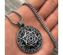 Symbol Supernatural Locket Protection Talisman Star Hexagram Pentagram Stainless Steel Black Pendant Chain for Men