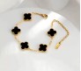 Black Four Leaf Clover Necklace Earrings & Bracelet Jewellery Set for Women Adjustable Chain Anti Tarnish Latest Stylish Minimal Jewelry Sets Design Aesthetic Ideal for Gifting