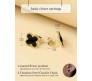 Black Four Leaf Clover Necklace Earrings & Bracelet Jewellery Set for Women Adjustable Chain Anti Tarnish Latest Stylish Minimal Jewelry Sets Design Aesthetic Ideal for Gifting