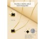 Black Four Leaf Clover Necklace Earrings & Bracelet Jewellery Set for Women Adjustable Chain Anti Tarnish Latest Stylish Minimal Jewelry Sets Design Aesthetic Ideal for Gifting