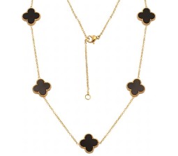 Black Four Leaf Clover Necklace Pendant Adjustable Chain Anti Tarnish Latest Stylish Minimal Jewelry Sets Design Aesthetic Ideal for Gifting for Women