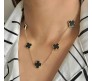 Black Four Leaf Clover Necklace Pendant Adjustable Chain Anti Tarnish Latest Stylish Minimal Jewelry Sets Design Aesthetic Ideal for Gifting for Women