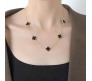 Black Four Leaf Clover Necklace Pendant Adjustable Chain Anti Tarnish Latest Stylish Minimal Jewelry Sets Design Aesthetic Ideal for Gifting for Women
