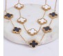 Combo Set of 2 White and Black Four Leaf Clover Necklace Pendant Adjustable Chain Anti Tarnish Latest Stylish Minimal Jewelry Sets Design Aesthetic Ideal for Gifting for Women