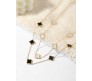 Combo Set of 2 White and Black Four Leaf Clover Necklace Pendant Adjustable Chain Anti Tarnish Latest Stylish Minimal Jewelry Sets Design Aesthetic Ideal for Gifting for Women