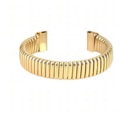 Fashion Bracelet Stretch Adjustable Gold Big Bracelet Ribbed Cuff Bracelet Wide Open Bangle Stretchable Bendable Cobra Jewellery For Womens