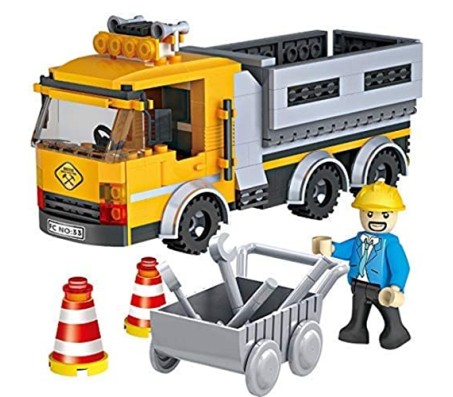 263pcs Truck Road Repairing Construction Crew Building Blocks Lego Compatible Set for Boys and Girls