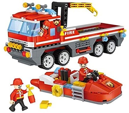 354 Pcs Fire Fighter Engine Truck with Fire Boat Building Block Set Lego Compatile for Boys and Girls