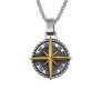 3D Cross Compass Pendant Gold For Men Round Silver Chain Necklace Chain Punk Hip Hop Biker Traveller For Men Boys Men's Jewellery Accessories D2
