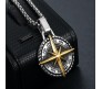 3D Cross Compass Pendant Gold For Men Round Silver Chain Necklace Chain Punk Hip Hop Biker Traveller For Men Boys Men's Jewellery Accessories D2