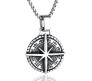 3D Cross Compass Pendant For Men Round Silver Chain Necklace Chain Punk Hip Hop Biker Traveller For Men Boys Men's Jewellery Accessories D1