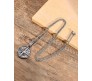 3D Cross Compass Pendant For Men Round Silver Chain Necklace Chain Punk Hip Hop Biker Traveller For Men Boys Men's Jewellery Accessories D1